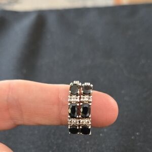 Sophisticated Sterling Silver Blue And White Sapphire Hoop Earrings